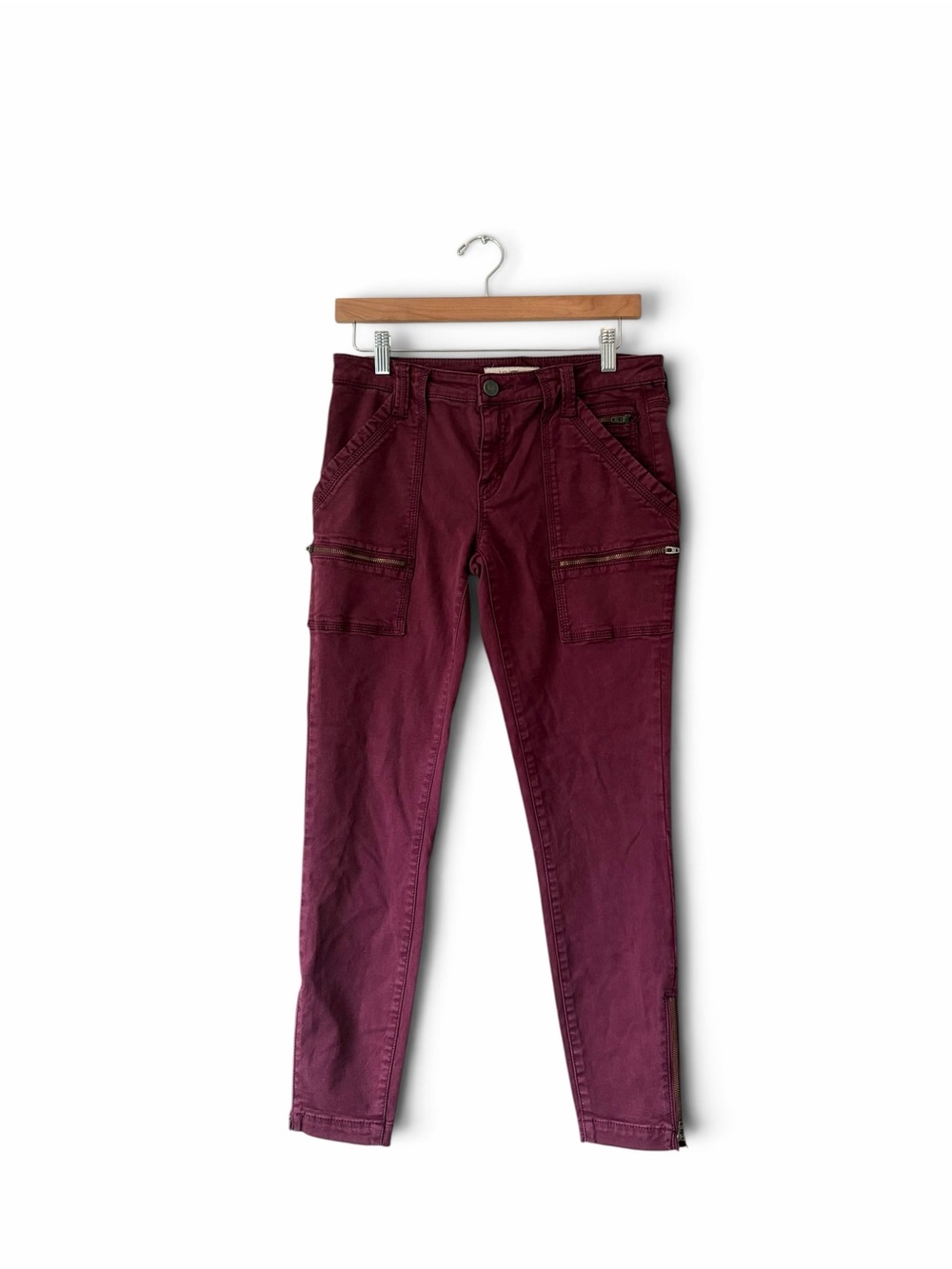 Joie High Rise Park Skinny Pant - Burgundy Slim Cargo Jeans